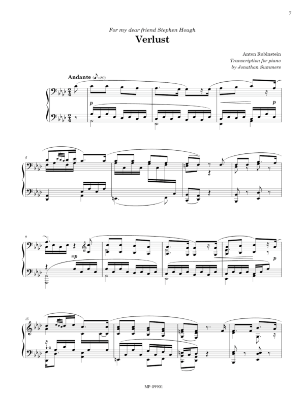 アントン・ルビンシテインによる10の歌曲（ピアノ独奏編曲：ジョナサン・サマーズ） - 画像 (2)
