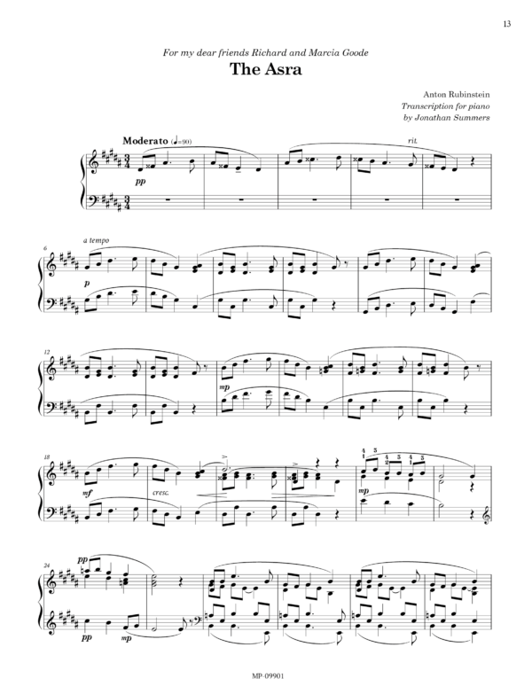 アントン・ルビンシテインによる10の歌曲（ピアノ独奏編曲：ジョナサン・サマーズ） - 画像 (10)
