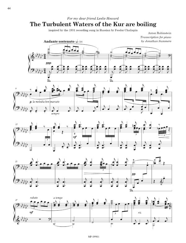 アントン・ルビンシテインによる10の歌曲（ピアノ独奏編曲：ジョナサン・サマーズ） - 画像 (3)
